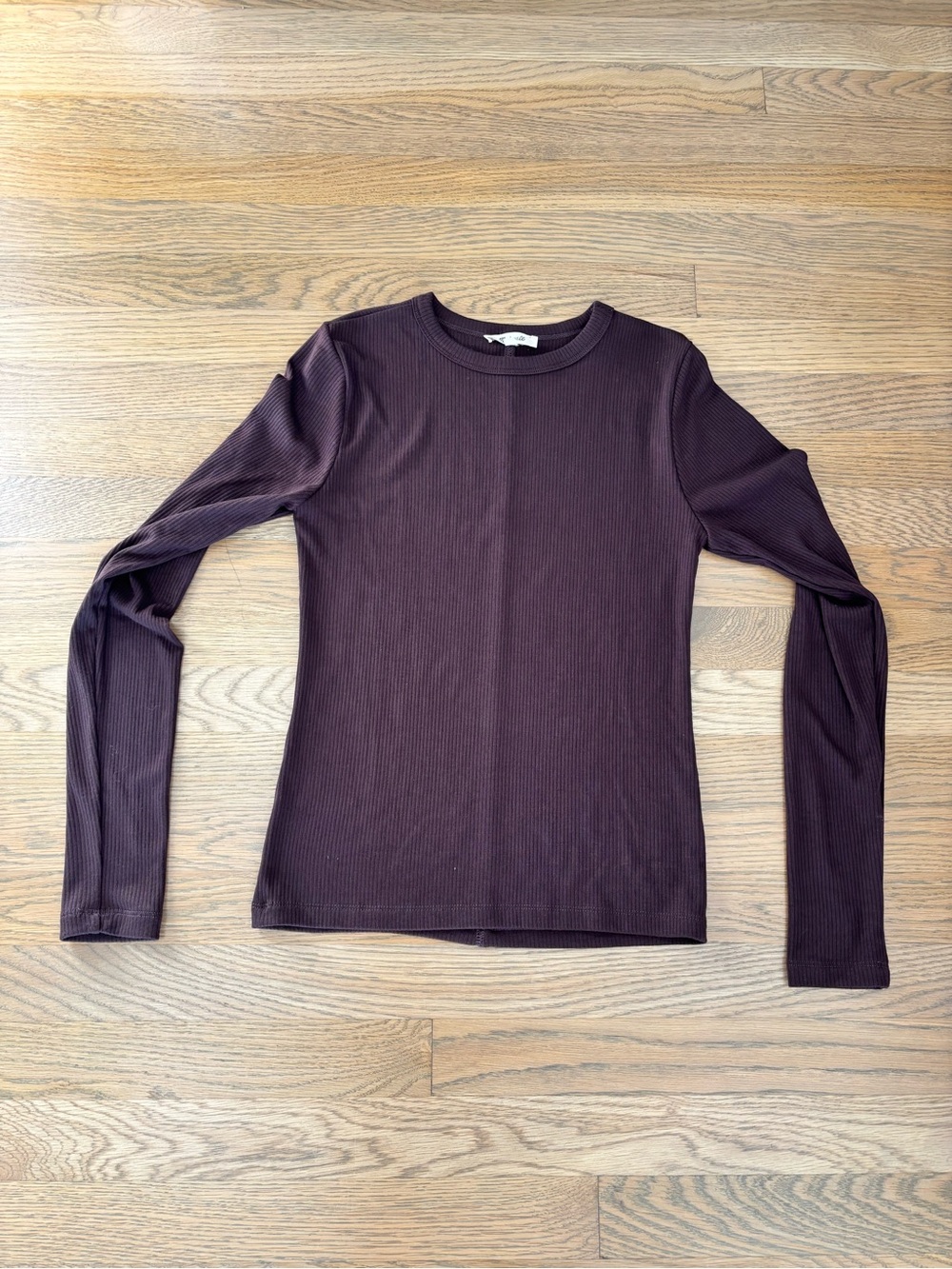 Madewell Long Sleeve Ribbed Tee - Dark Brown